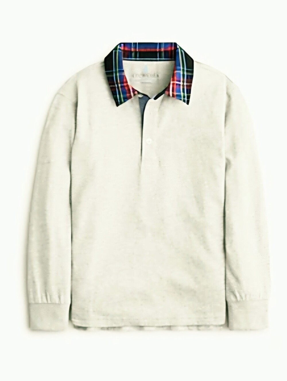 J. Crew Kids' Long-Sleeve Polo with Multicolor Plaid Collar